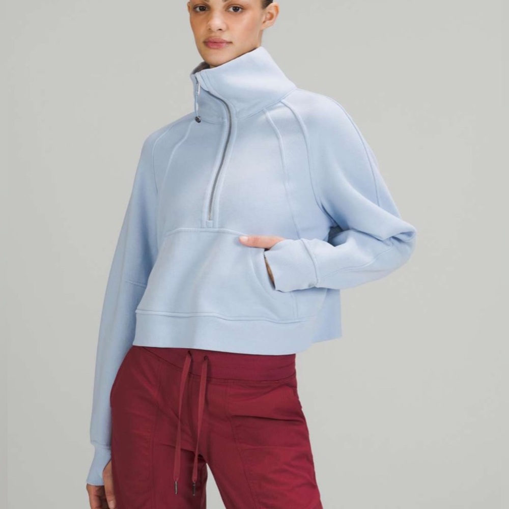 Lululemon Scuba Oversized Funnel Neck Shirt, blue linen